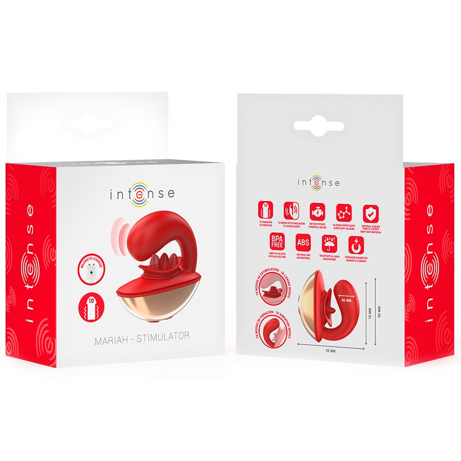 INTENSE - VIBRATORE E STIMOLATORE MARIAH A FORMA DI U 10 VIBRAZIONI ROSSO - INTENSE FUN | Lingerie Harness Boutique