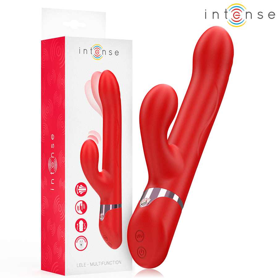 INTENSE - LELE VIBRATORE MULTIFUNZIONE ROTANTE E OSCILLANTE E STIMOLANTE ROSSO - INTENSE FUN | Lingerie Harness Boutique