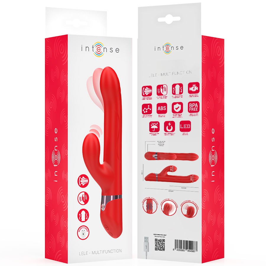 INTENSE - LELE VIBRATORE MULTIFUNZIONE ROTANTE E OSCILLANTE E STIMOLANTE ROSSO - INTENSE FUN | Lingerie Harness Boutique