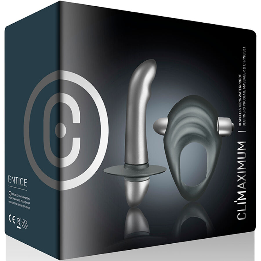 CLIMAXIMUM - ENTICE KIT ANELLO PER IL PENE + VIBRATORE PER LA PROSTATA PER PRINCIPIANTI - CLIMAXIMUM | Lingerie Harness Boutique