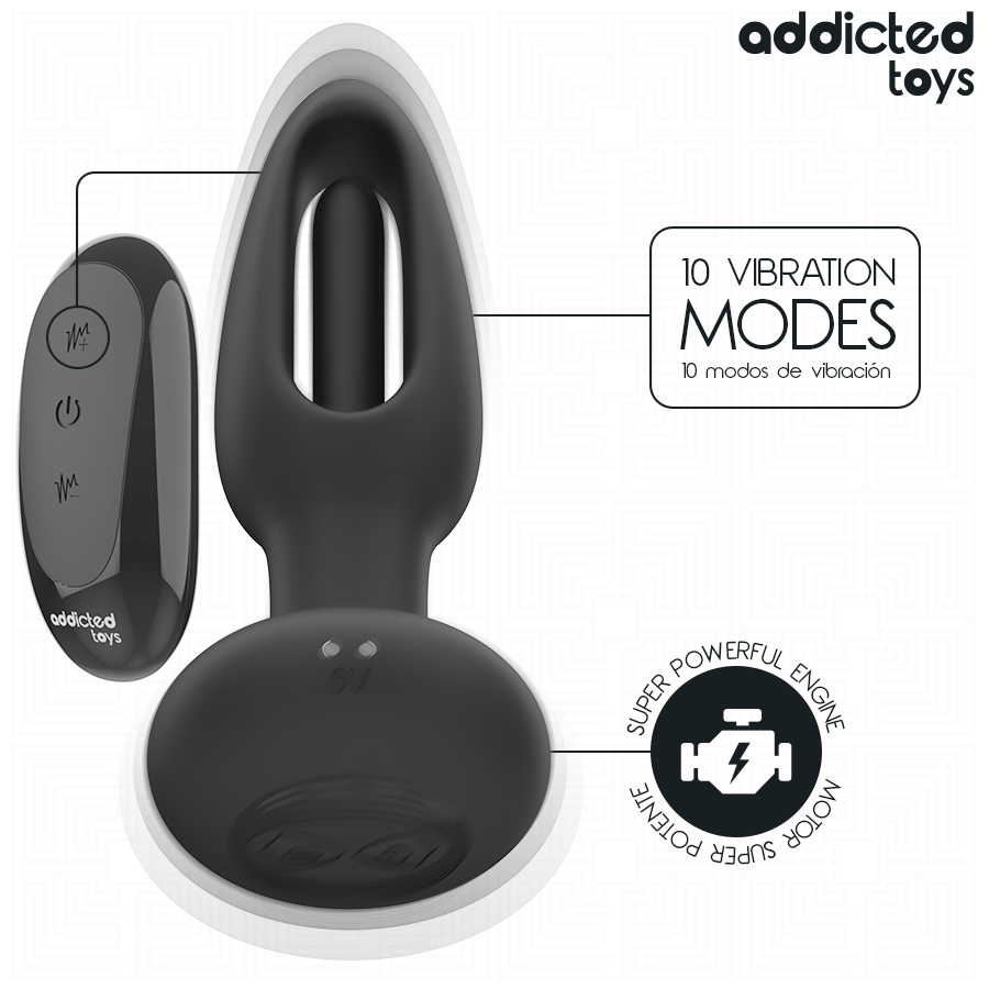 ADDICTED TOYS - PLUG ANALE CON LINGUA VIBRANTE E TELECOMANDO - ADDICTED TOYS | Lingerie Harness Boutique