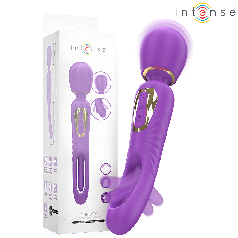 INTENSE - BACCHETTA VIBRANTE CHRISTY CON LINGUA MOBILE - INTENSE FUN | Lingerie Harness Boutique