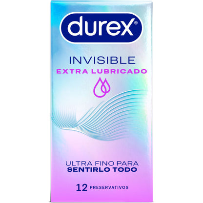 DUREX - PRESERVATIVI INVISIBILI EXTRA LUBRIFICATI 12 UNITÀ - DUREX CONDOMS | Lingerie Harness Boutique