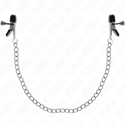 KINK - MORSETTI PER CAPEZZOLI A CATENA PIATTA ARGENTO 34 CM - KINK NIPPLE GRIP | Lingerie Harness Boutique