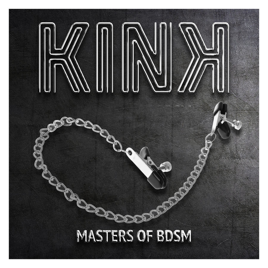 KINK - MORSETTI PER CAPEZZOLI A CATENA PIATTA ARGENTO 34 CM - KINK NIPPLE GRIP | Lingerie Harness Boutique