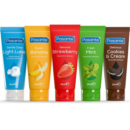 PASANTE - CONFEZIONE LUBRIFICANTI AROMI ASSORTITI 5 UNITÀ X 15 ML - PASANTE | Lingerie Harness Boutique