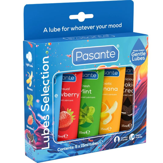 PASANTE - CONFEZIONE LUBRIFICANTI AROMI ASSORTITI 5 UNITÀ X 15 ML - PASANTE | Lingerie Harness Boutique
