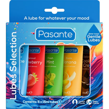 PASANTE - CONFEZIONE LUBRIFICANTI AROMI ASSORTITI 5 UNITÀ X 15 ML - PASANTE | Lingerie Harness Boutique