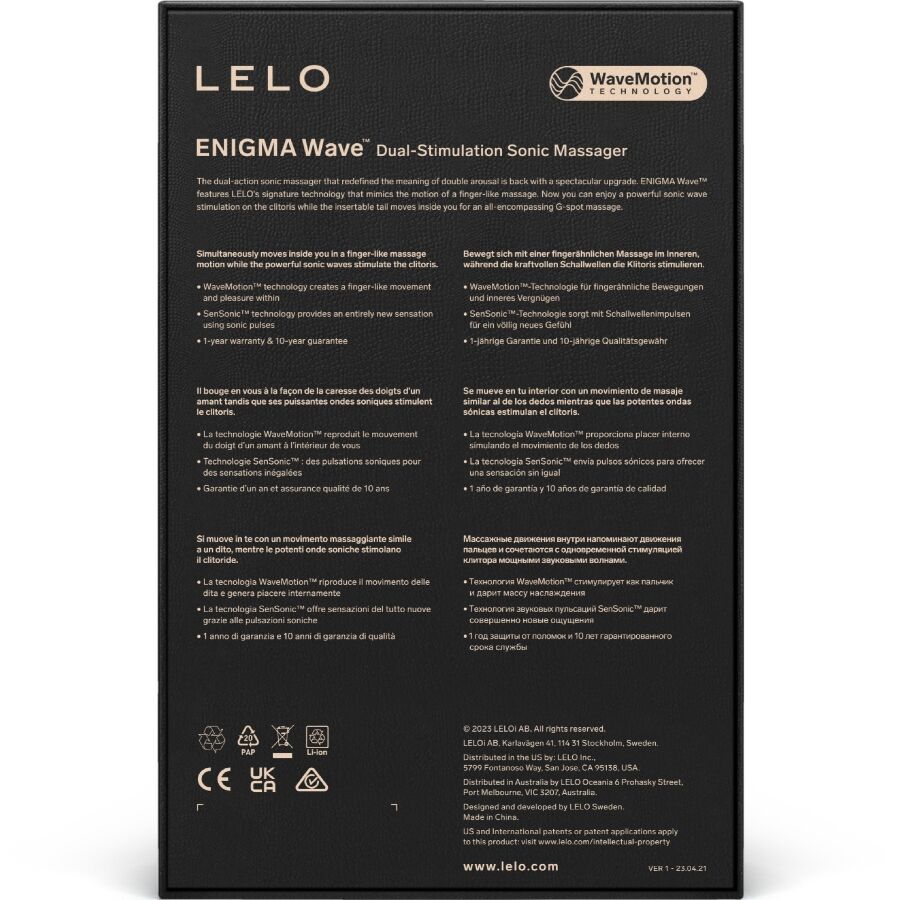 LELO - ENIGMA WAVE MASSAGGIATORE A TRIPLA VIBRAZIONE CYBER PURPLE - LELO | Lingerie Harness Boutique