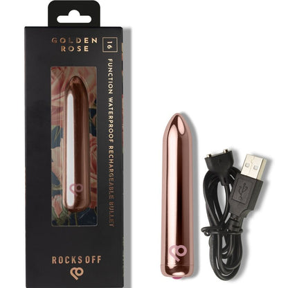 ROCKS-OFF - PROIETTILE VIBRANTE RICARICABILE ROSA DORATA - ROCKS-OFF | Lingerie Harness Boutique