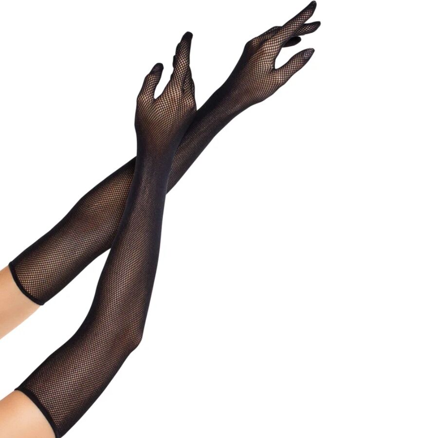 LEG AVENUE - GUANTI LUNGHI A RETE OPERA NERI - LEG AVENUE ACCESSORIES | Lingerie Harness Boutique