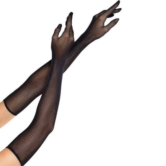 LEG AVENUE - GUANTI LUNGHI A RETE OPERA NERI - LEG AVENUE ACCESSORIES | Lingerie Harness Boutique