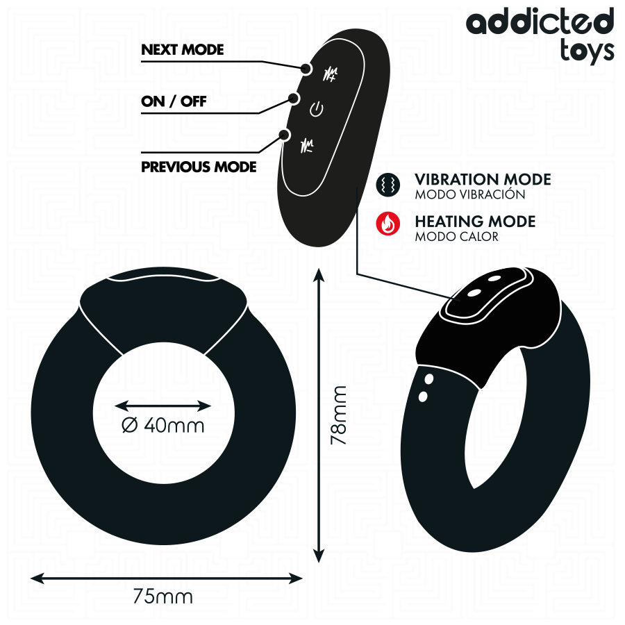 ADDICTED TOYS - ANELLO PER IL PENE VIBRANTE CON EFFETTO RISCALDANTE E TELECOMANDO - ADDICTED TOYS | Lingerie Harness Boutique