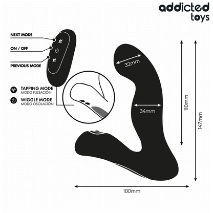 ADDICTED TOYS - MASSAGGIATORE PROSTATICO OSCILLANTE CON TELECOMANDO IN MODALITÀ PULSAZIONE - ADDICTED TOYS | Lingerie Harness Boutique