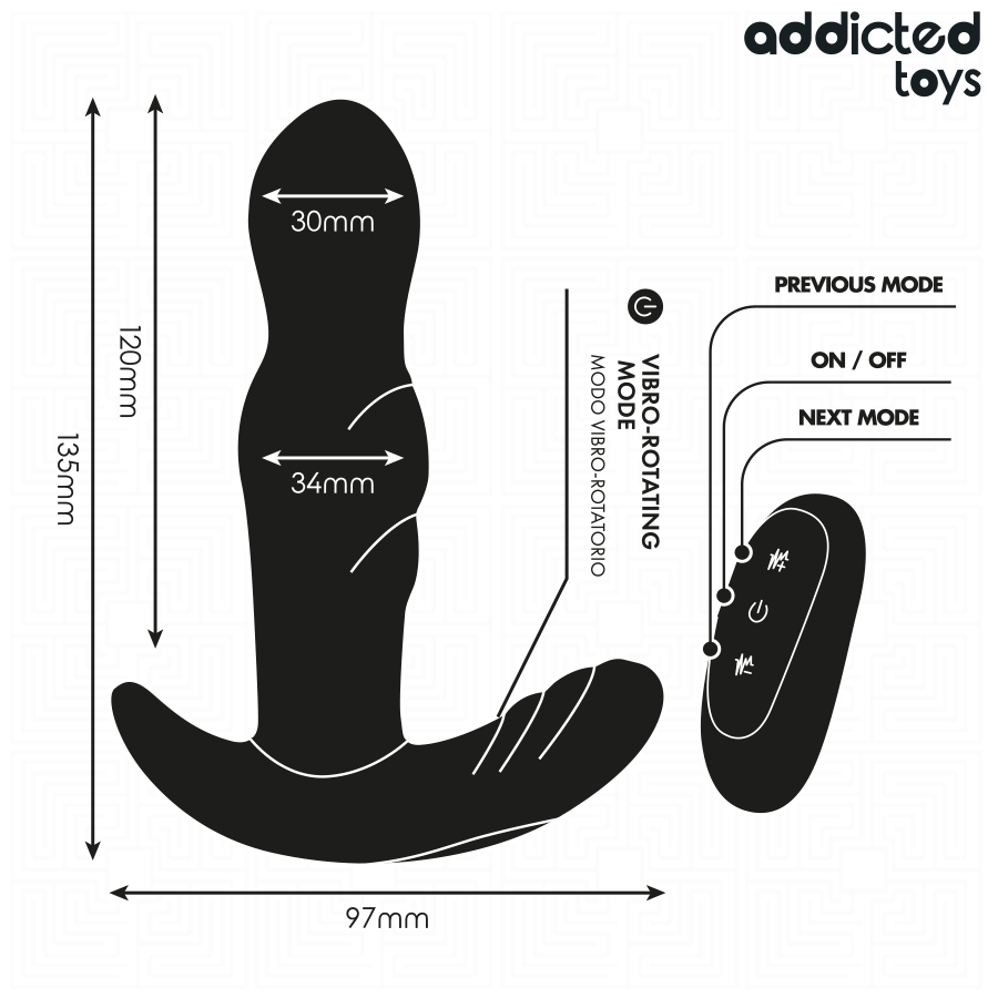 ADDICTED TOYS - TAPPO ANALE ROTANTE E VIBRANTE CON TELECOMANDO - ADDICTED TOYS | Lingerie Harness Boutique
