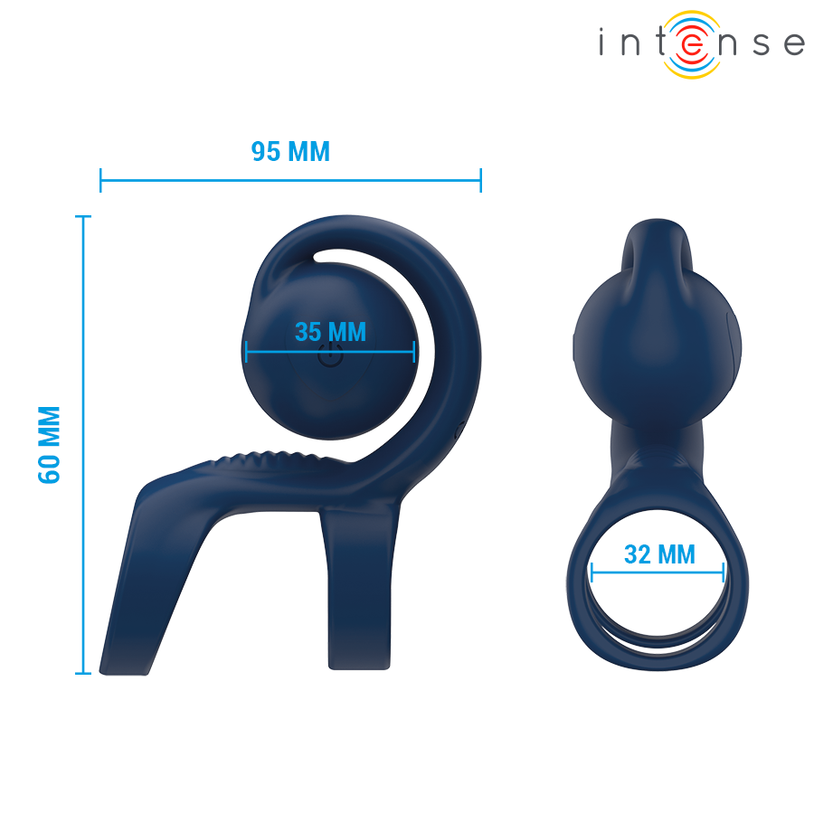 INTENSE - ANELLO FALLICO TYSON CON PALLA VIBRANTE Ø 3,2 CM - INTENSE FUN | Lingerie Harness Boutique