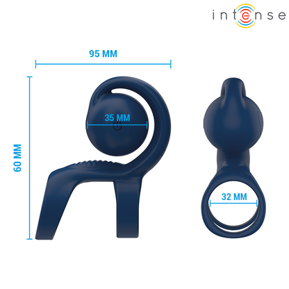 INTENSE - ANELLO FALLICO TYSON CON PALLA VIBRANTE Ø 3,2 CM - INTENSE FUN | Lingerie Harness Boutique