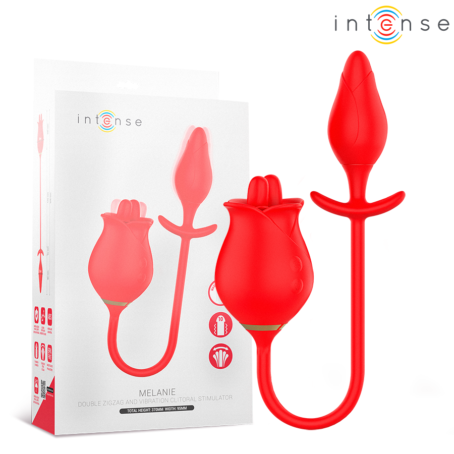 INTENSE - MELANIE STIMOLATORE DOPPIO PER CLITORIDE CON LINGUA A ZIGZAG - INTENSE FUN | Lingerie Harness Boutique