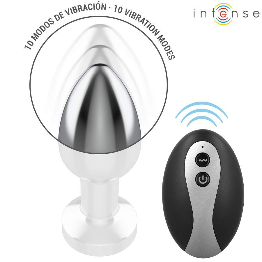INTENSE - PLUG ANALE VIBRANTE IN METALLO CON LUCI LED E TELECOMANDO - TAGLIA S - INTENSE ANAL TOYS | Lingerie Harness Boutique