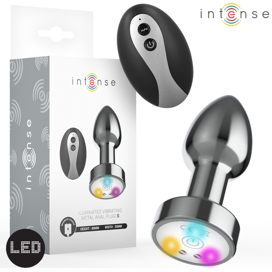 INTENSE - PLUG ANALE VIBRANTE IN METALLO CON LUCI LED E TELECOMANDO - TAGLIA S - INTENSE ANAL TOYS | Lingerie Harness Boutique