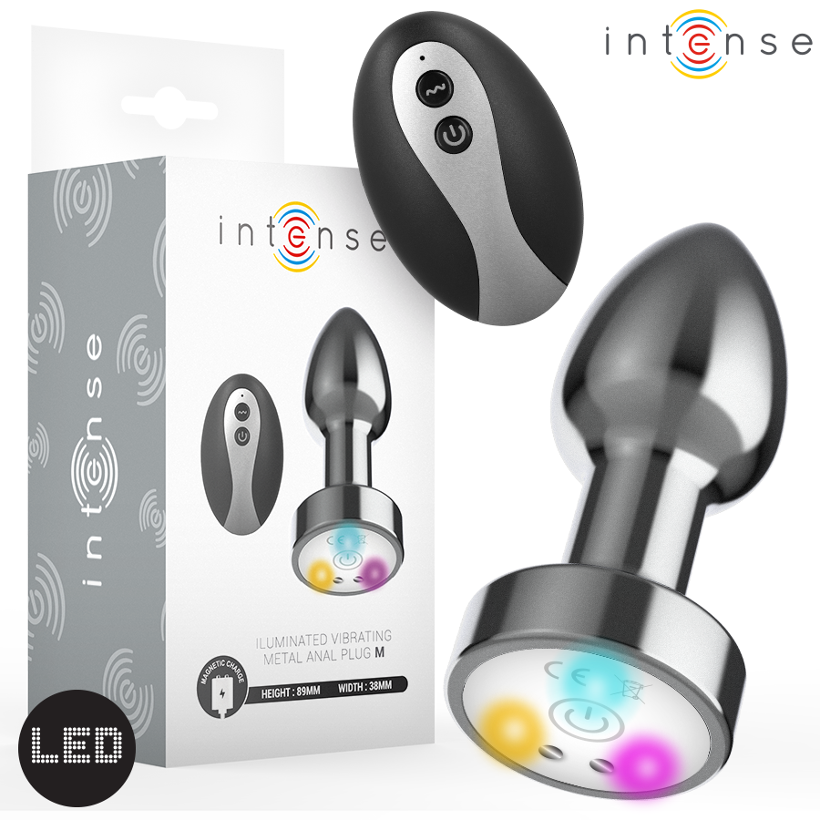INTENSE - PLUG ANALE VIBRANTE IN METALLO CON LUCI LED E TELECOMANDO - TAGLIA M - INTENSE ANAL TOYS | Lingerie Harness Boutique
