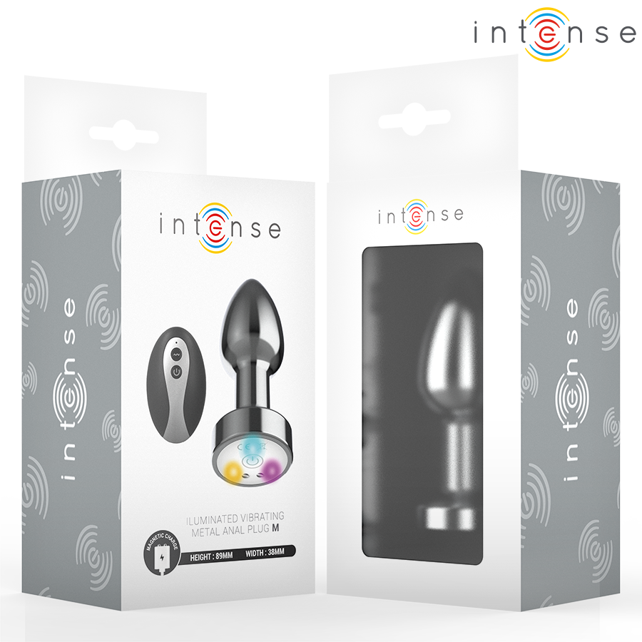INTENSE - PLUG ANALE VIBRANTE IN METALLO CON LUCI LED E TELECOMANDO - TAGLIA M - INTENSE ANAL TOYS | Lingerie Harness Boutique