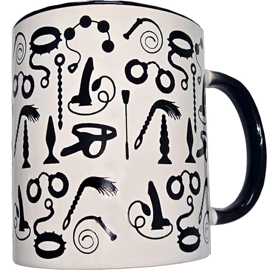 DIABLO PICANTE - TAZZA BONDAGE BIANCA CON MANICO NERO 370 ML - DIABLO PICANTE | Lingerie Harness Boutique
