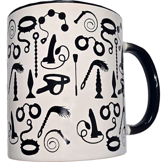 DIABLO PICANTE - TAZZA BONDAGE BIANCA CON MANICO NERO 370 ML - DIABLO PICANTE | Lingerie Harness Boutique