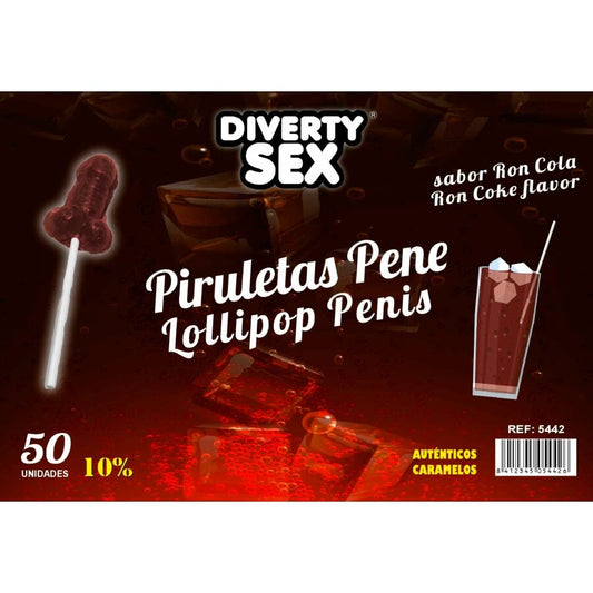 DIABLO GOLOSO - 50 LECCA LECCA AL PENE GUSTO RON COLA 10% ALCOOL - DIABLO GOLOSO | Lingerie Harness Boutique