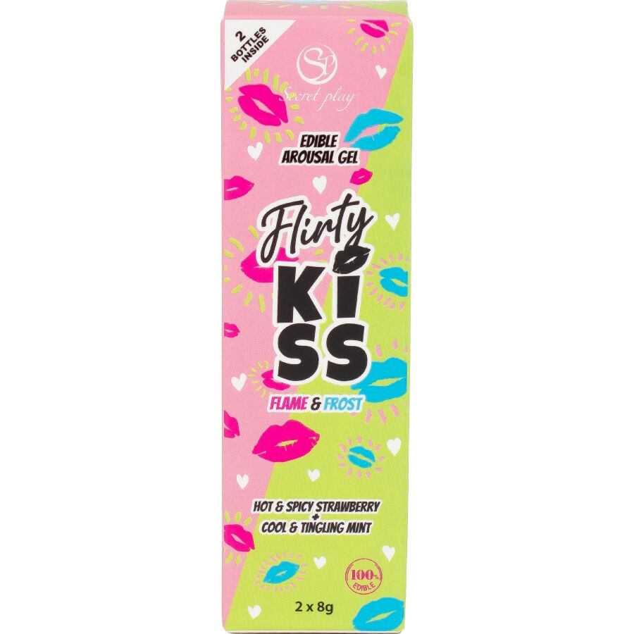 SECRETPLAY - GEL PER BACI CIVATRICI CON EFFETTI SESSUALI ORALI FRAGOLA E MENTA 2 x 8 GR - SECRETPLAY COSMETIC | Lingerie Harness Boutique