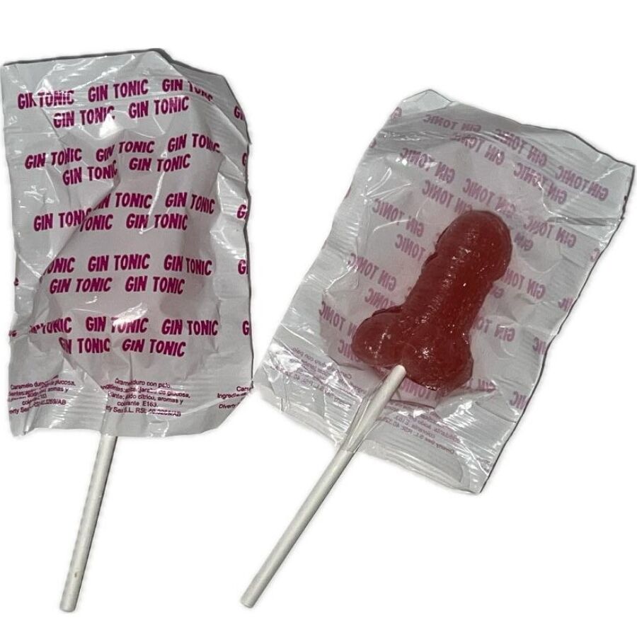DIABLO GOLOSO - 1 LECCA-LECCA A FORMA DI PENE GIN TONIC GUSTO FRAGOLA 10% ALCOOL - DIABLO GOLOSO | Lingerie Harness Boutique