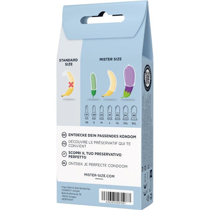 MISTER SIZE - SET DI PROVA 3 PRESERVATIVI DI MISURE DIVERSE + METRO A NASTRO - MISTER SIZE | Lingerie Harness Boutique