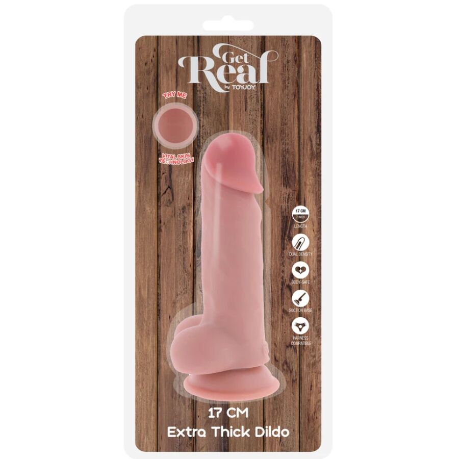 GET REAL - PENE REALISTICO DELUXE CON TESTICOLI EXTRA SPESSI 17 CM - GET REAL | Lingerie Harness Boutique