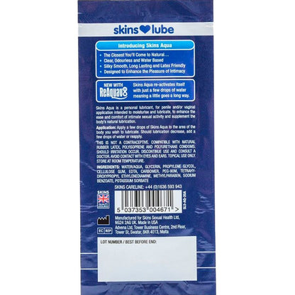 SKINS - AQUA LUBRIFICANTE A BASE D'ACQUA MONODOSE 5 ML - SKINS | Lingerie Harness Boutique