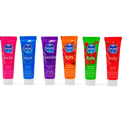 SKINS - KIT LUBRIFICANTI VITALI E FRUTTATI 6 x 12 ML - SKINS | Lingerie Harness Boutique