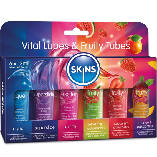 SKINS - KIT LUBRIFICANTI VITALI E FRUTTATI 6 x 12 ML - SKINS | Lingerie Harness Boutique