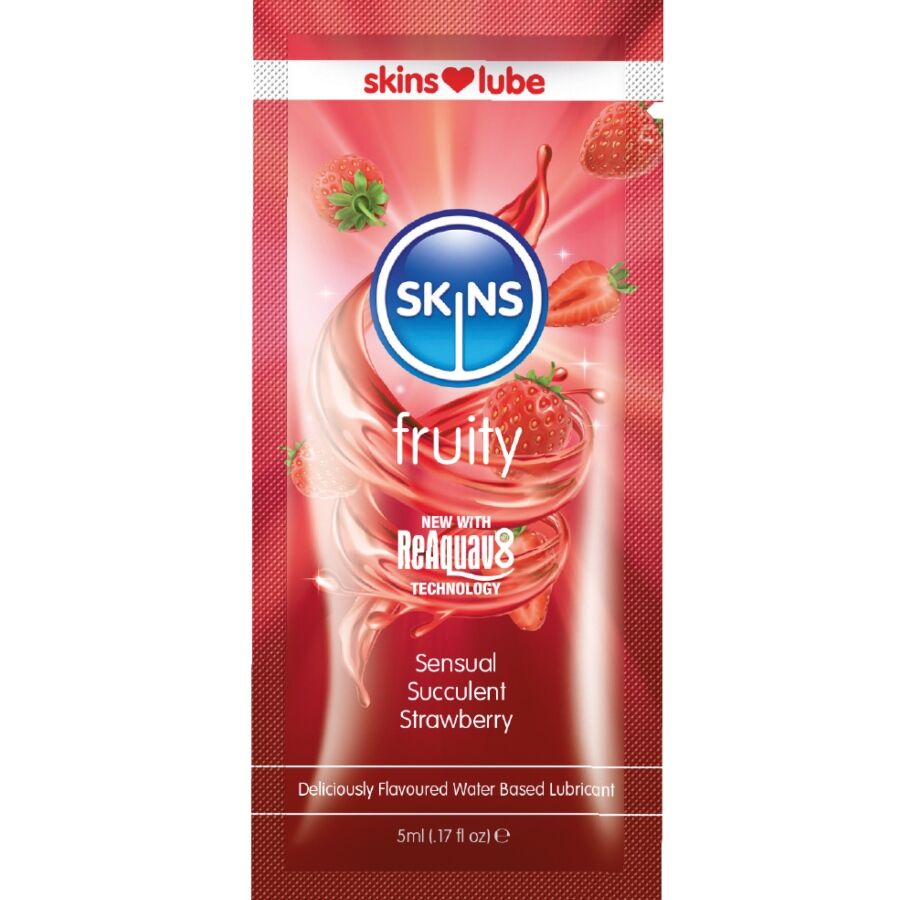 SKINS - LUBRIFICANTE FRUTTATO A BASE D'ACQUA FRAGOLA MONODOSE 5 ML - SKINS | Lingerie Harness Boutique