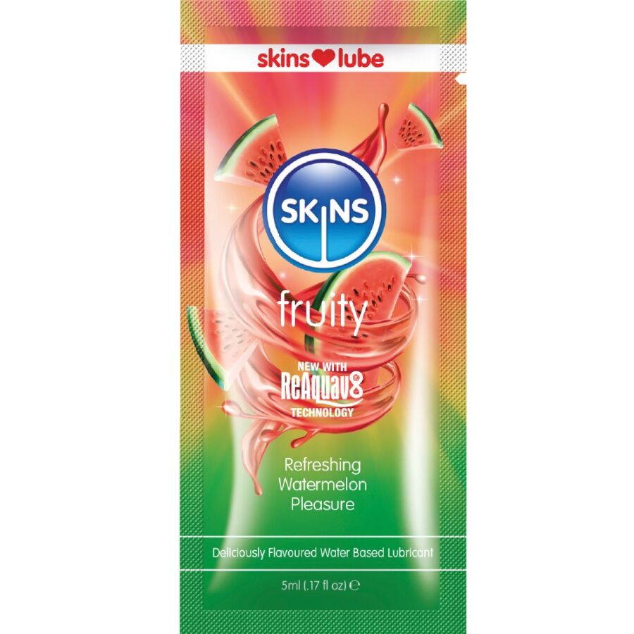 SKINS - LUBRIFICANTE FRUTTATO A BASE D'ACQUA ANGURIA MONODOSE 5 ML - SKINS | Lingerie Harness Boutique