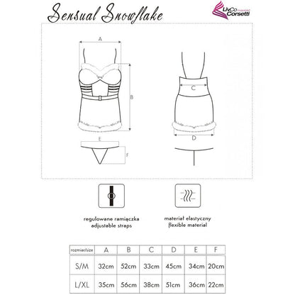 LIVCO CORSETTI FASHION - SENSUAL SNOWFLAKE LC 90603 CHRISTMAS CHEMISE + PERIZOMA + FASCIA PER CAPELLI S/M - LIVCO CORSETTI SETS | Lingerie Harness Boutique