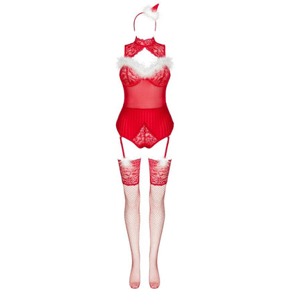 LIVCO CORSETTI FASHION - LIMPID SNOWFLAKES LC 90604 BODY + CALZE + CERCHIETTO NATALIZIO S/M - LIVCO CORSETTI SETS | Lingerie Harness Boutique