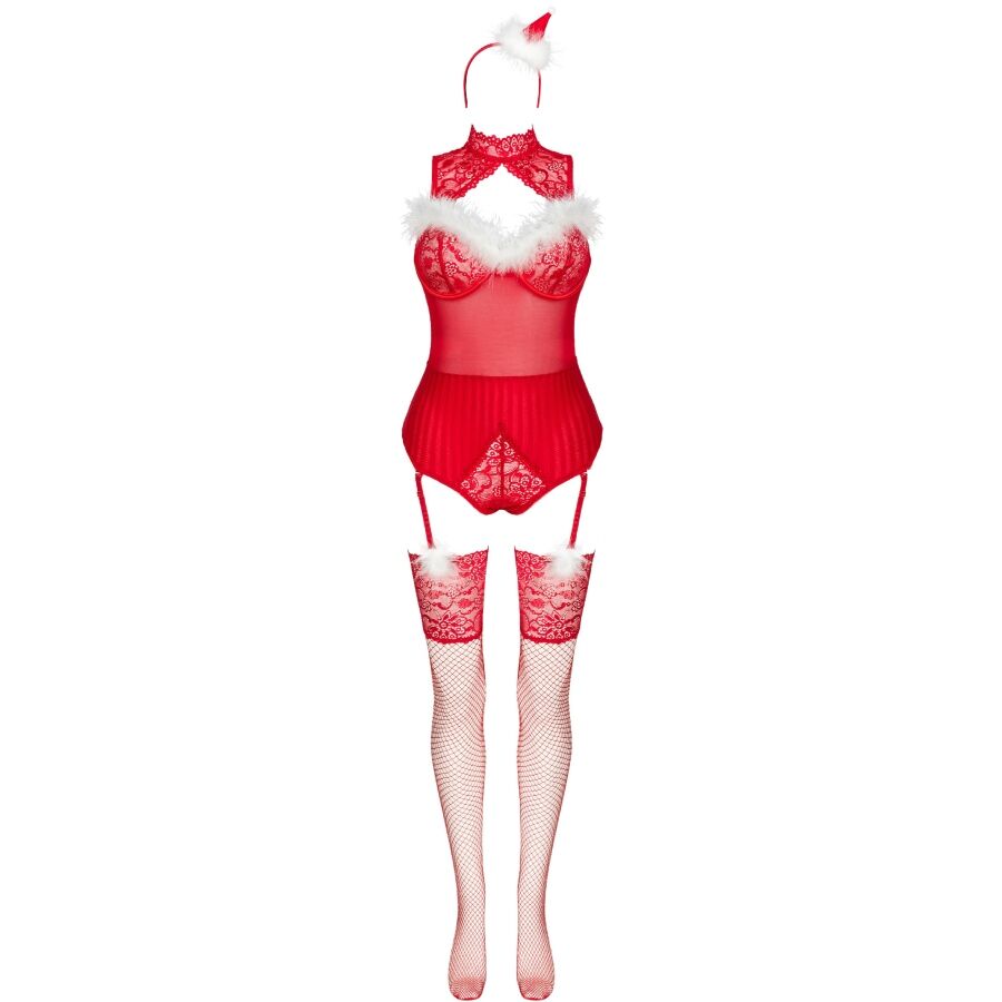 LIVCO CORSETTI FASHION - LIMPID SNOWFLAKES LC 90604 BODY + CALZE + CERCHIETTO NATALIZIO S/M - LIVCO CORSETTI SETS | Lingerie Harness Boutique