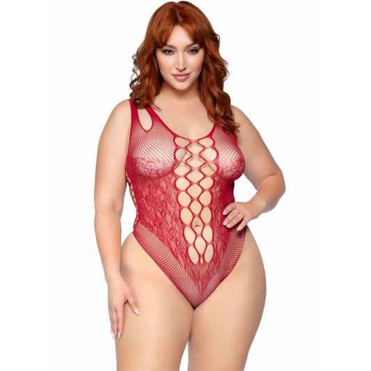 LEG AVENUE - 81641X BODY SENZA CUCITURE BORDEAUX TAGLIA 1X/2X - LEG AVENUE TEDDIES | Lingerie Harness Boutique