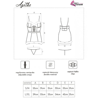 LIVCO CORSETTI FASHION - AGETHE LC 90607 CHEMISE + PERIZOMA + CAPPELLO DI NATALE L/XL - LIVCO CORSETTI SETS | Lingerie Harness Boutique