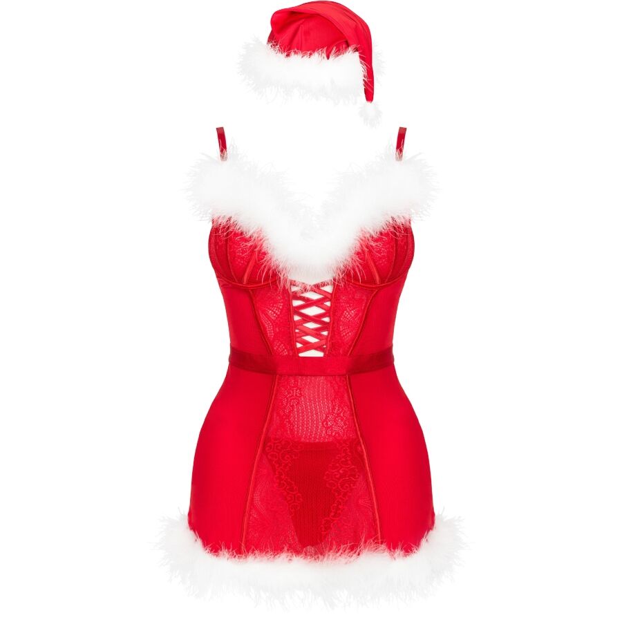 LIVCO CORSETTI FASHION - AGETHE LC 90607 CHEMISE + PERIZOMA + CAPPELLO DI NATALE L/XL - LIVCO CORSETTI SETS | Lingerie Harness Boutique