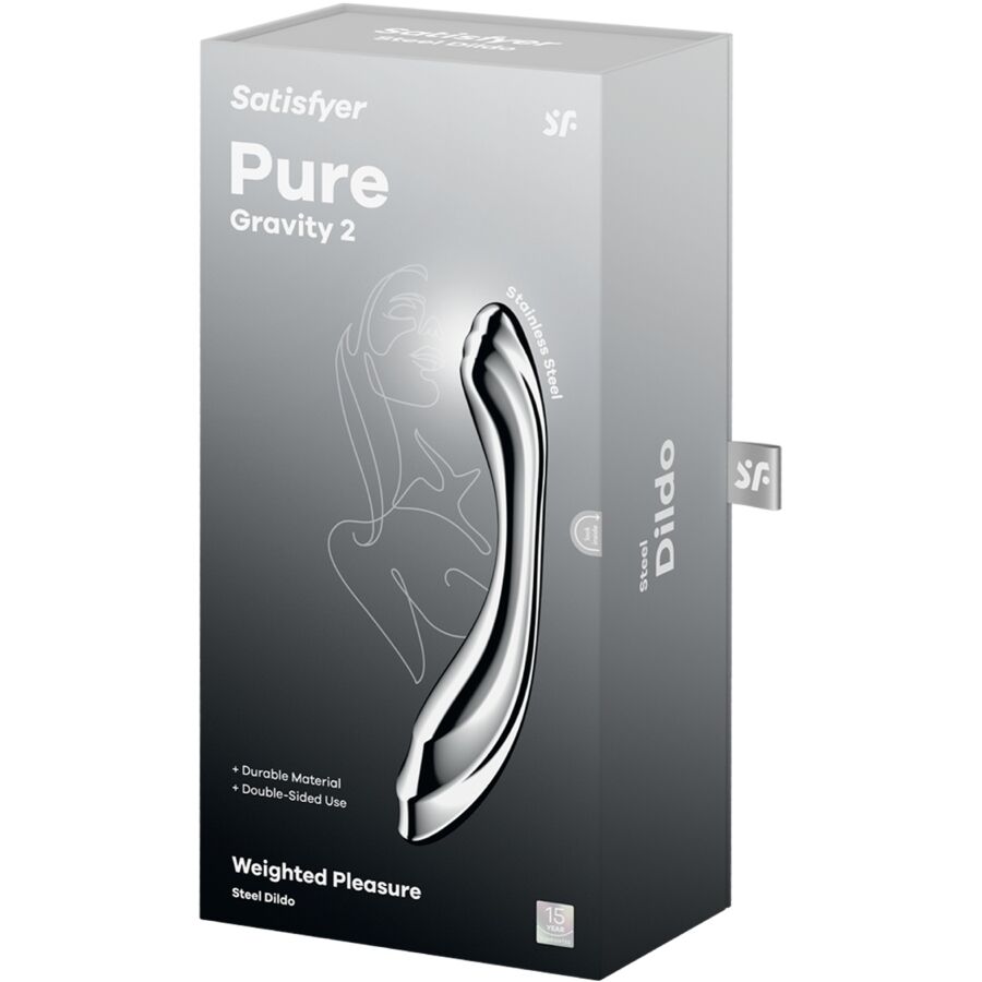 SATISFYER - DILDO A DOPPIA ESTREMITÀ IN ACCIAIO INOX PURE GRAVITY 2 - SATISFYER DILDO | Lingerie Harness Boutique