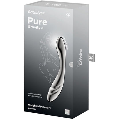 SATISFYER - DILDO A DOPPIA ESTREMITÀ IN ACCIAIO INOX PURE GRAVITY 3 - SATISFYER DILDO | Lingerie Harness Boutique