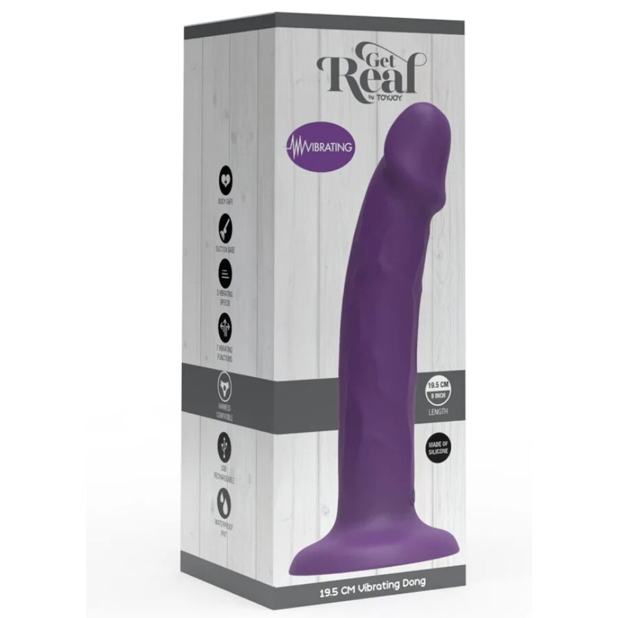 GET REAL - DILDO VIBRANTE IN SILICONE REALISTICO VIOLA 19,5 CM - GET REAL | Lingerie Harness Boutique