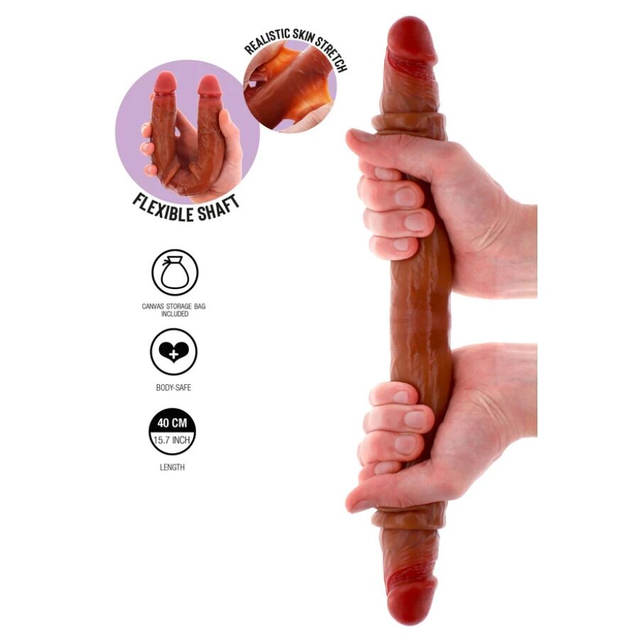 GET REAL - DILDO IN SILICONE A DOPPIA ESTREMITÀ CARAMELLO 40 CM - GET REAL | Lingerie Harness Boutique