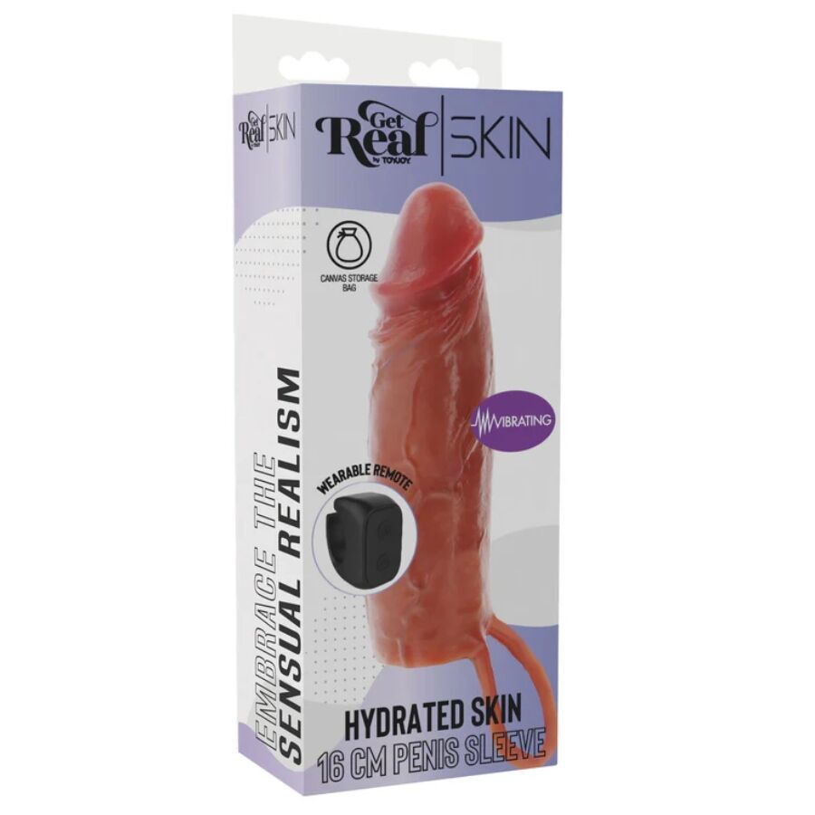 GET REAL - GUAINA VIBRANTE PER PENE IN SILICONE PER PELLE IDRATATA CARAMELLO 16 CM - GET REAL | Lingerie Harness Boutique