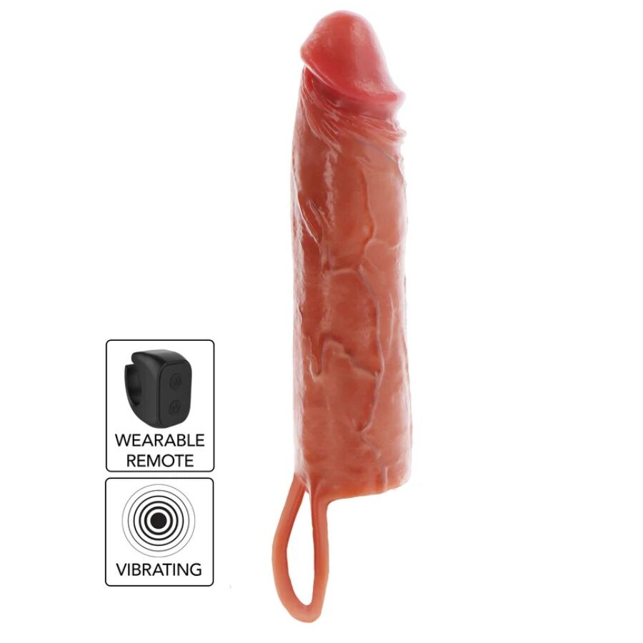 GET REAL - GUAINA VIBRANTE PER PENE IN SILICONE PER PELLE IDRATATA CARAMELLO 20 CM - GET REAL | Lingerie Harness Boutique